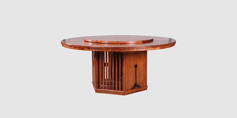 屏山中式餐厅装修天地圆台餐桌红木家具效果图